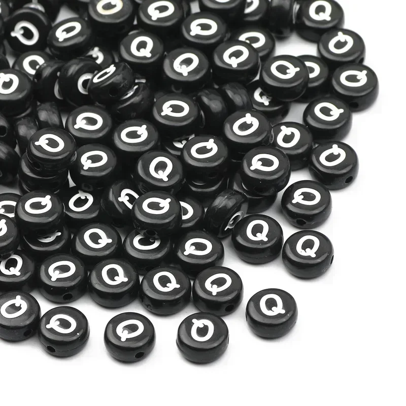 100-500PCS Acrylic A-Z 26 Letter Beads Black Round Alphabet Beads With Hole for Jewelry Making DIY Bracelet Necklace Accessories