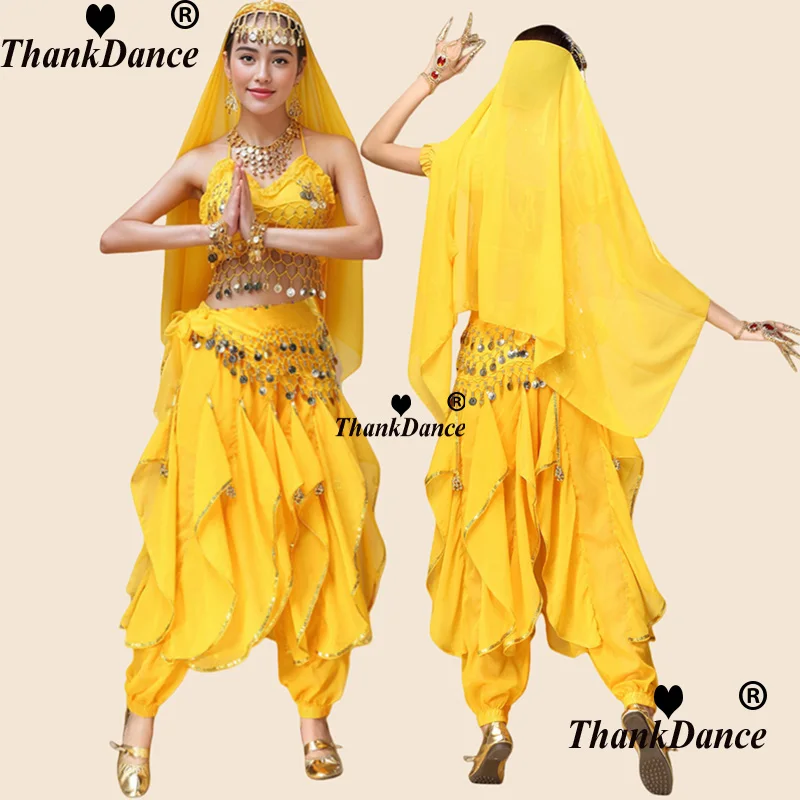 

Женский комплект костюмов для танца живота для косплея, восточный танец для девочек, танцы живота, индийская одежда для танца живота, поясная цепочка для танца живота, 4 шт.