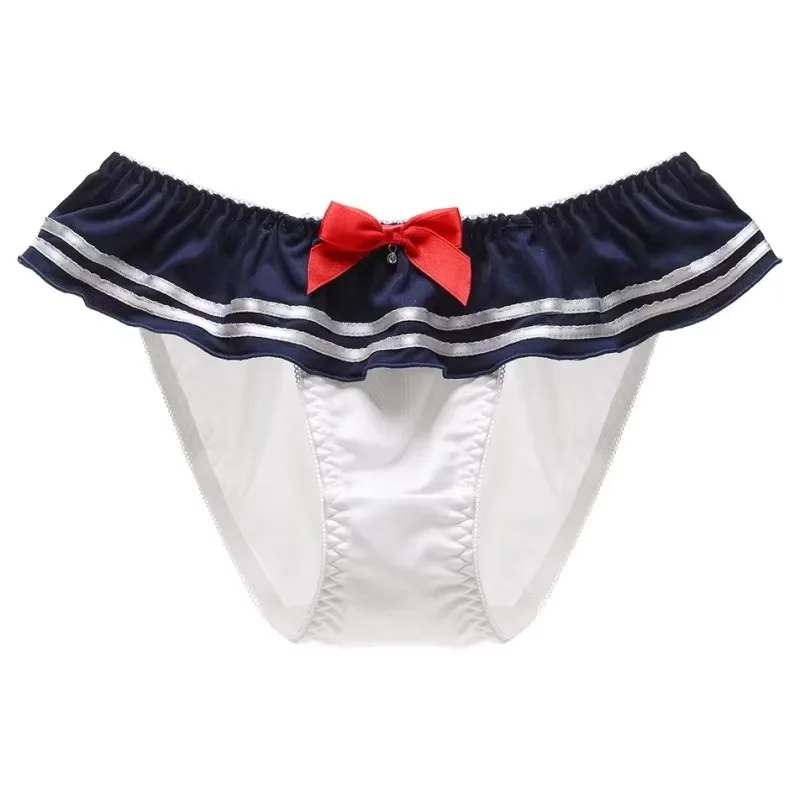 Ropa interior de seda de leche con lazo, estilo colegial japonés, sexy y linda para mujer, alta elasticidad