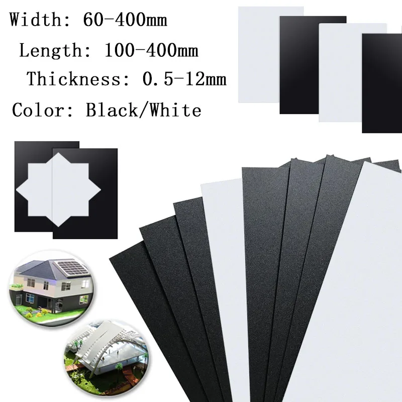 1pcs 0.5-12mm White Black ABS Plastic Plate Sheet For DIY Model Making RCCar Craft Projects Parts Material