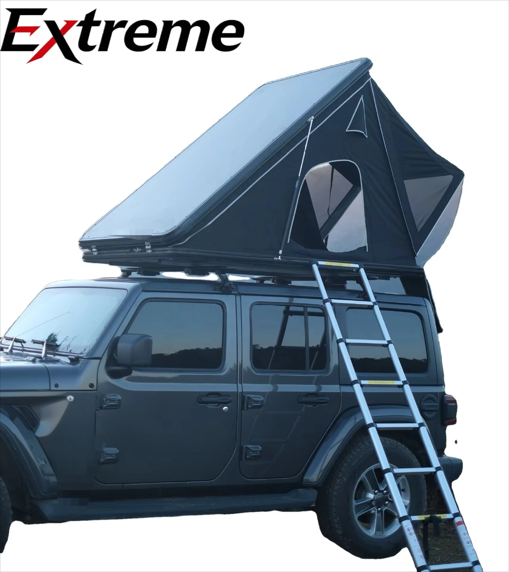 In Stock  Aluminum Clamshell Rooftop Tent Hard Shell 4-5 Person Solar Panel Car Roof Tent