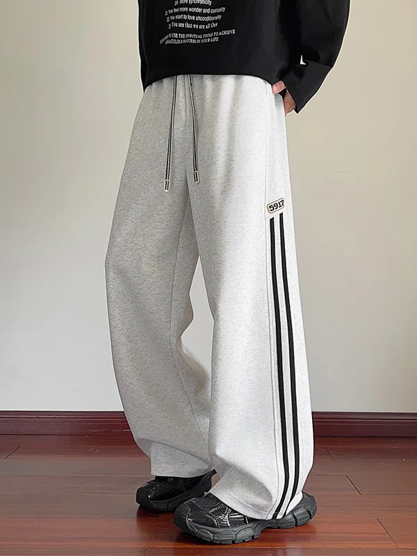 American Style Casual Sport Pants Men's 2025 New Spring Autumn Loose Wide Leg Pants Teenagers Sweatpants Long Pants