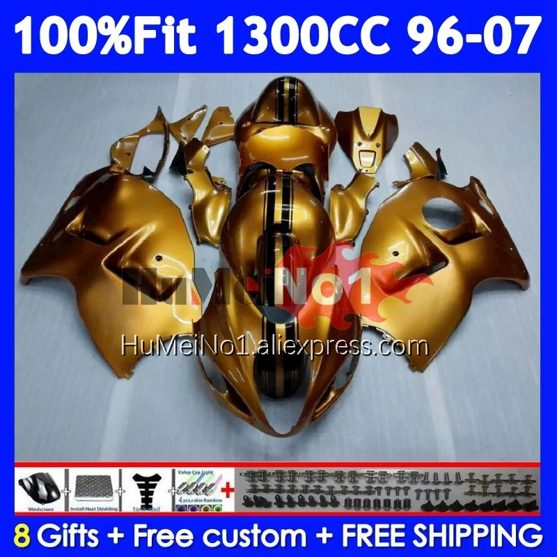 Fairing For SUZUKI Hayabusa GSXR-1300 GSXR 1300 CC 125No.5 GSXR1300 1996 Gloss golden 1997 1998 1999 2000 2001 02 03 04 05 06 07