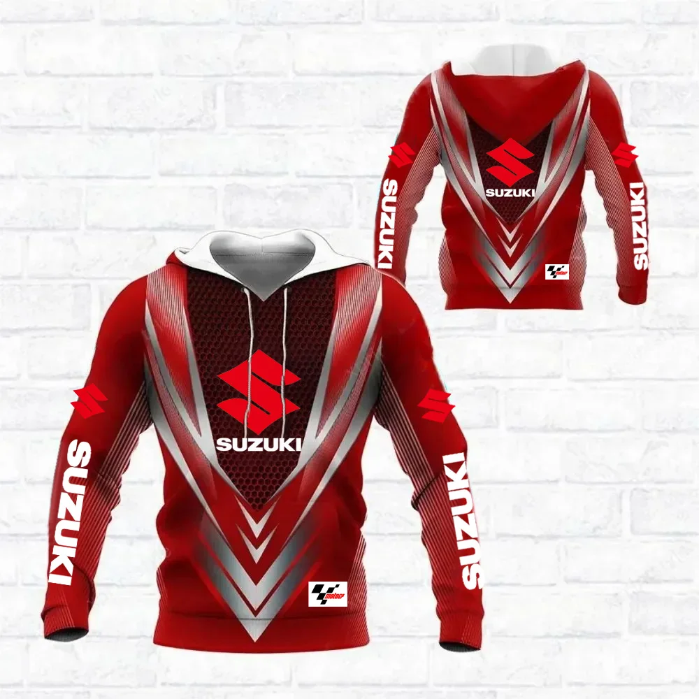 سترة بغطاء للرأس للرجال من سوزوكي، سويت شيرت رياضي للسباق في الهواء الطلق، سترة دراجة نارية، سترة عصرية مطبوعة ثلاثية الأبعاد، ملابس رجالية #3