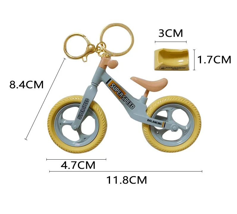 Criativo Cartoon Bicicleta Diecast Equilibrando Carro Modelo de Veículo Paralelo Saco Pingente Chaveiro Montagem Brinquedos para Crianças Decoração