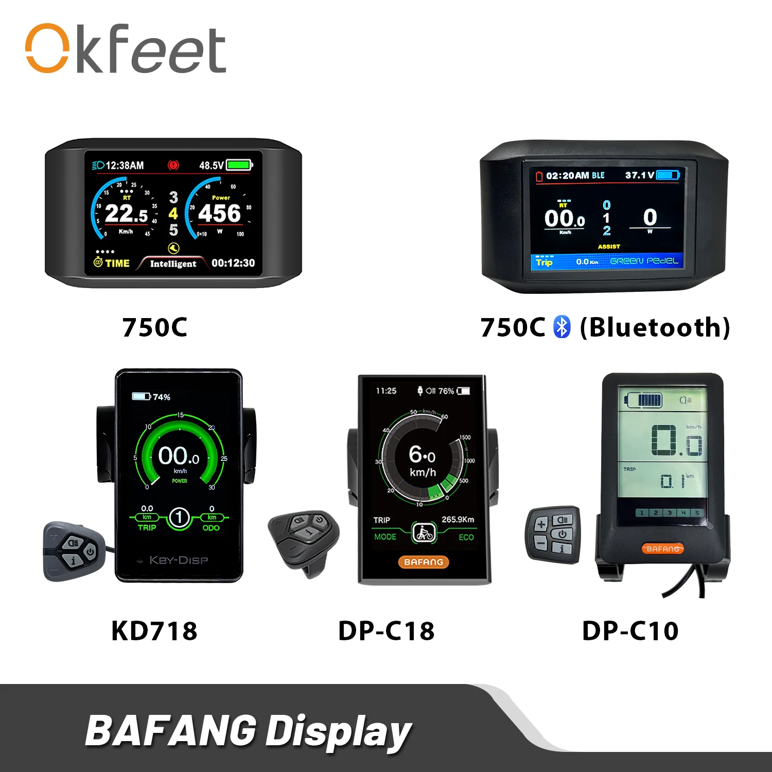 E-bike  Display   850C DPC18 C965 500C  C961 SW102 750C for Bafang BBS01 BBS02 BBSHD  Functional top design