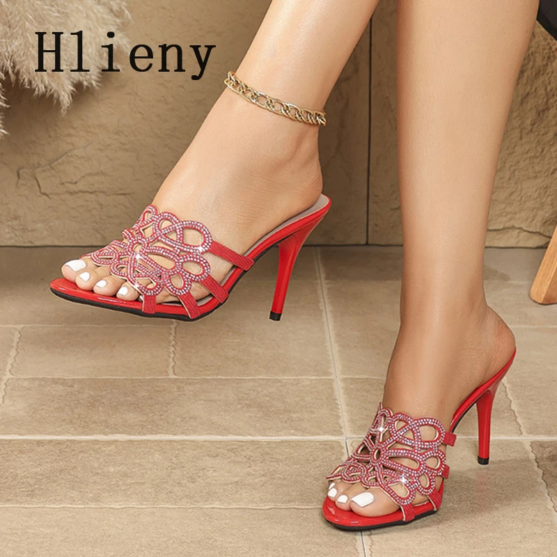 

Сексуальные женские шлепанцы Hlieny с узким ремешком, кристаллами, на тонком высоком каблуке, с открытым носком, летние туфли для стриптиза, Zapatos De Mujer