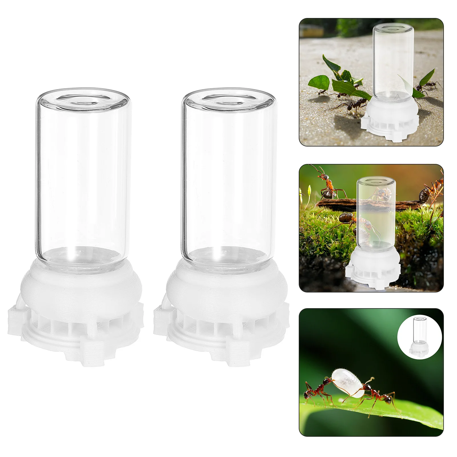 

2Pcs Ant Water Feeder Durable Transparent Nest Feeding Cups Stable Easy Ant Keeper Tools for Garden Water Feeder