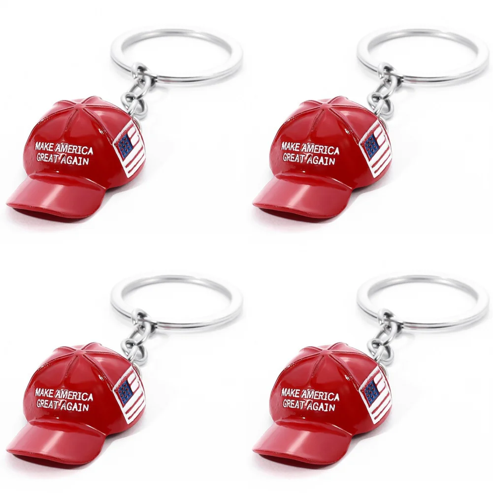 Trump Red Hat Keychain Make America Great Again Republican Compact for Men Women