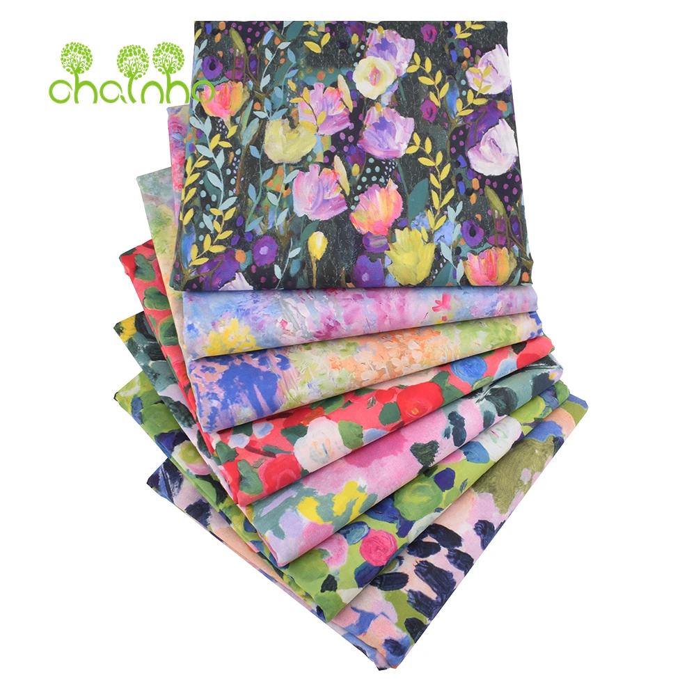 

Chainho, поплиновая хлопчатобумажная ткань с принтом полотняного переплетения, материал для шитья своими руками, ткань в стиле пэчворк, серия цветов, 2 размера, 15 шт.208