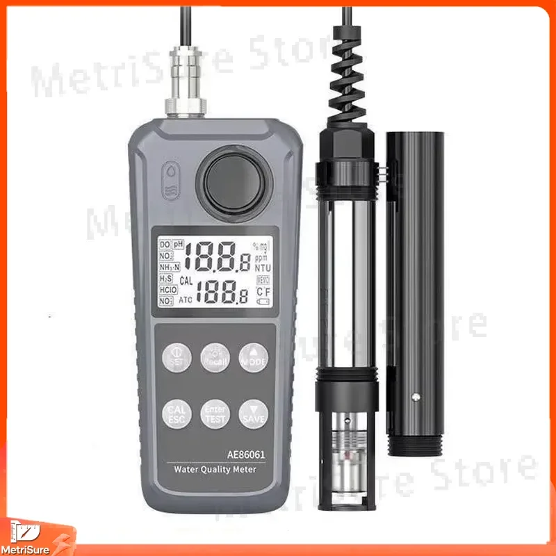 Water Quality Analyzer for Seawater and Freshwater pH DO NO2 NH3-N Ammonia Nitrogen Sensor Portable Tabletop Testing Device
