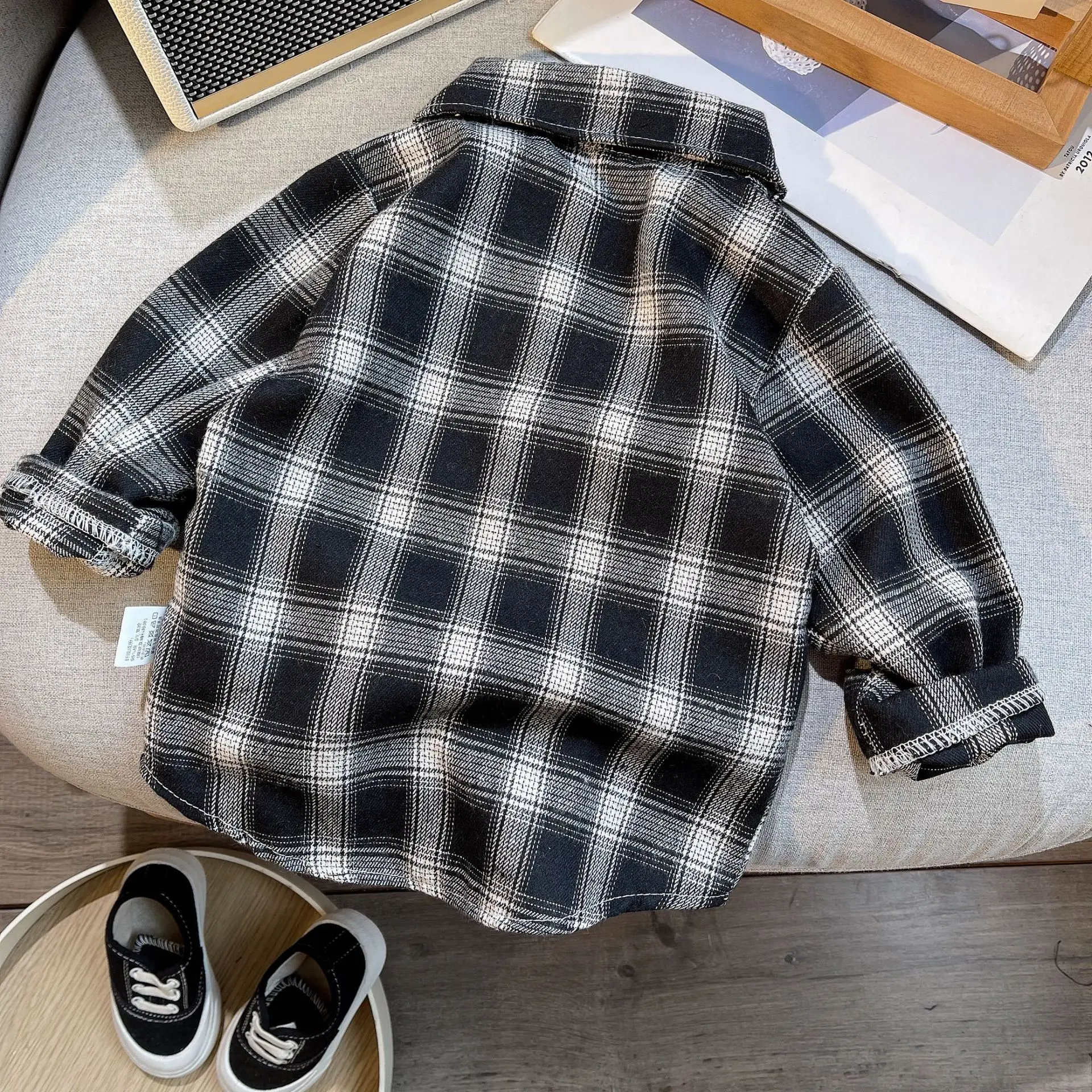 2026 Korean Fashion Children Tops Boys Plaid Shirt Baby Casual Shirt Outerwear Clothes Autumn Girls Blouses 0-5T 3