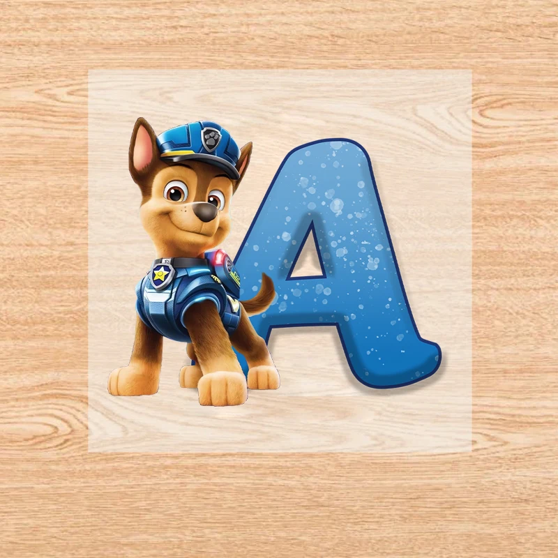 لطيف باو باترول الحديد على بقع موضة الكرتون رسالة A-Z ملصقات نقل الحرارة DIY بها بنفسك الاطفال الملابس حقيبة يد الملابس الشارات الهدايا