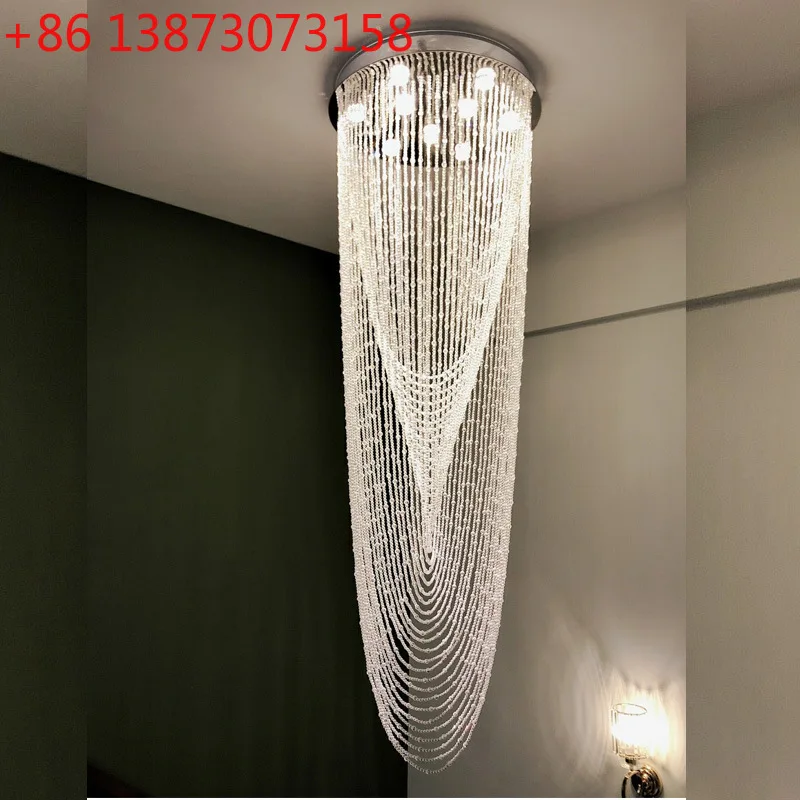 

Лестничная люстра, европейская хрустальная лампа, дуплексная лампа для гостиной виллы, атмосферный свет, роскошный ресторан, вращающийся