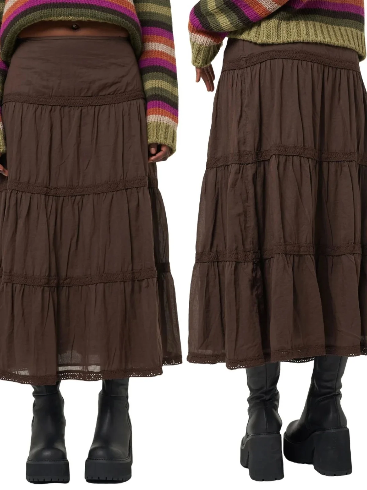 Jupe Patchwork décontractée pour femmes, couleur Pure, jupe décontractée, tissu Polyester, Design taille haute, printemps été automne