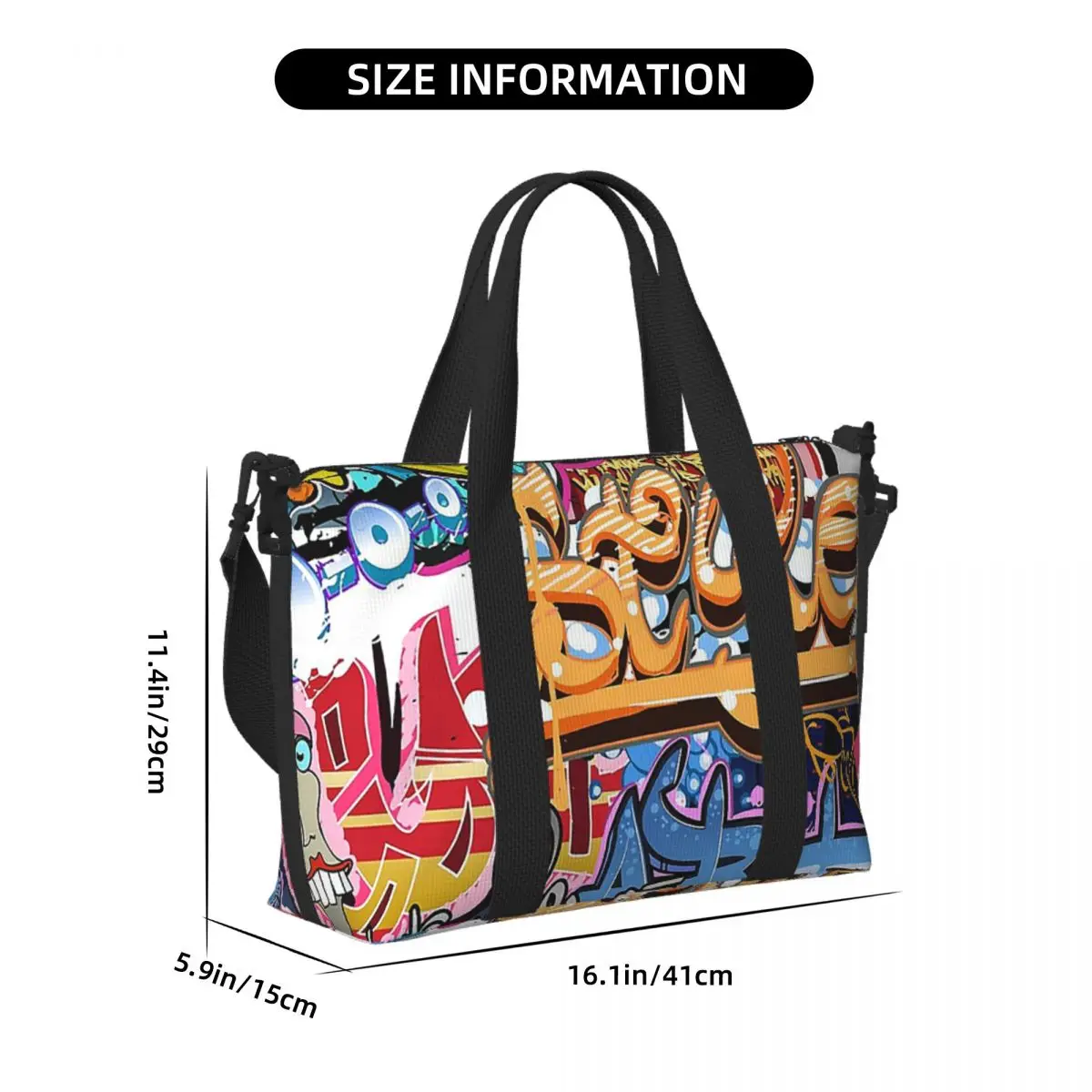Custom Urban Street Graffiti Art Beach Travel Bag Large Capacity Tote Bags for Gym Yoga Women Shopping Duffle Shoulder Bag