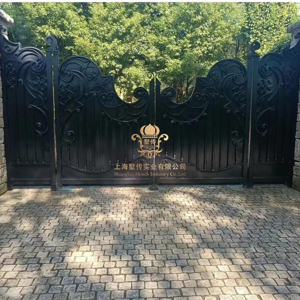 Home Villa Steel Metal Driveway Aluminum Wrought Iron Gates China Door Railing Fence Designs Wg10