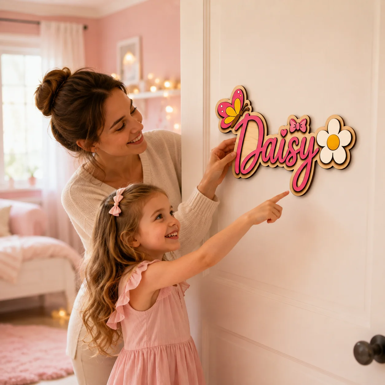 Custom Name Plaque Personalized Wooden Door Sign Kids Room Decor Family Entrance Wall Decoration