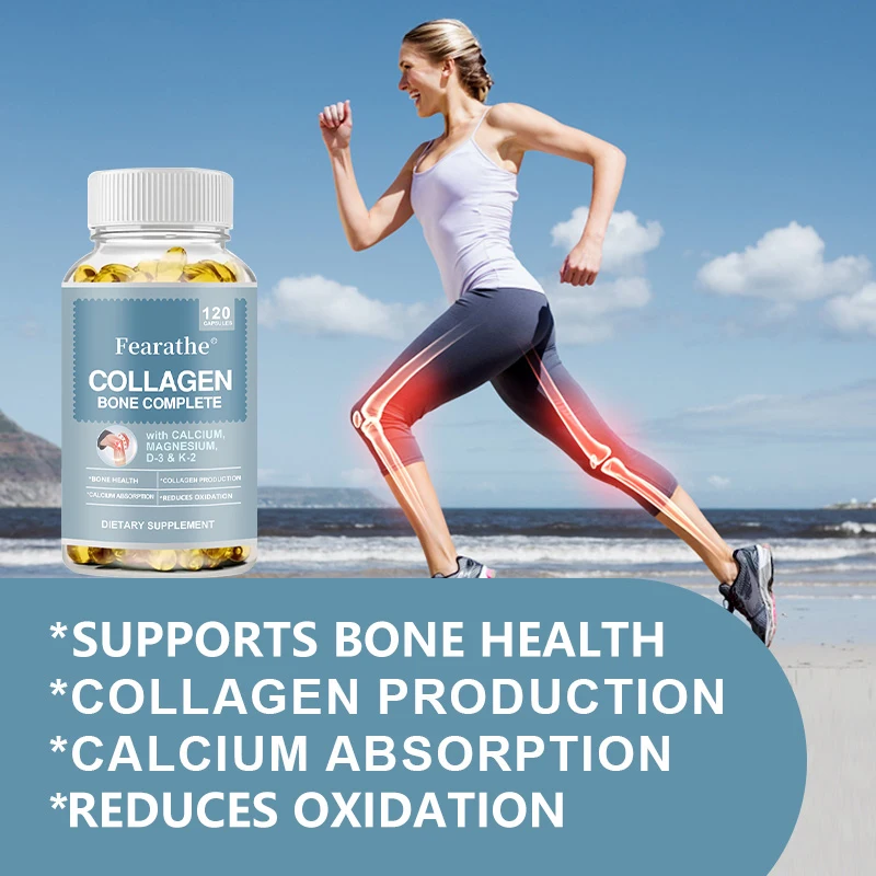 

Fearathe Collagen Supplement, Contains Calcium and Magnesium, Vitamin D3, K2, Promotes Calcium Absorption, Improves Skin Quality