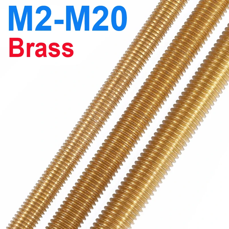 

1PCS Brass Thread Rod M2 M2.5 M3 M4 M5 M6 M8 M10 M12M M14 M16 M18 M20 Solid Metric Bolt Full Thread Shaft Rod Bar Stud