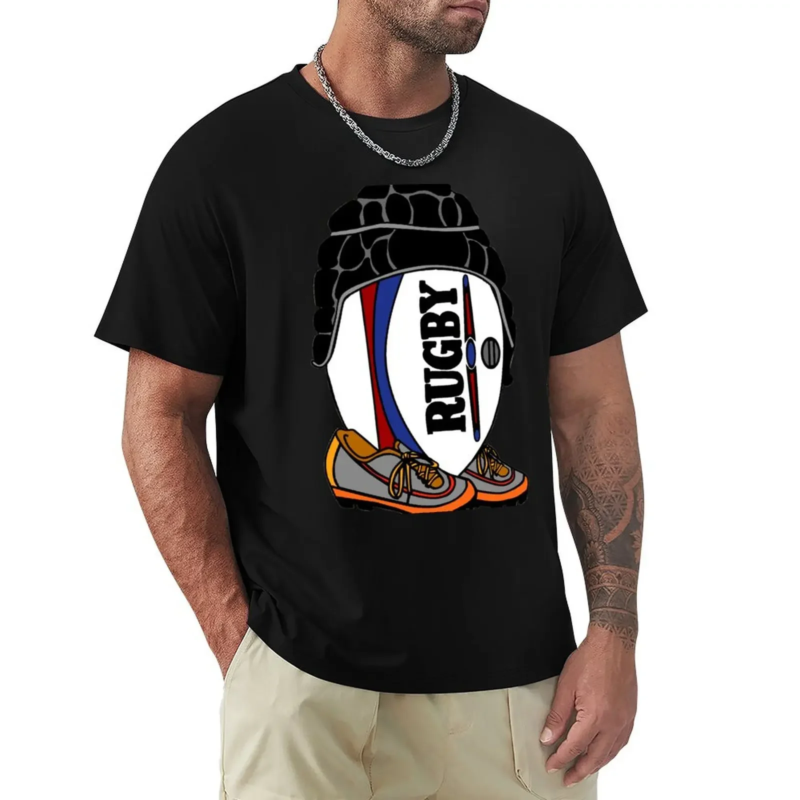 Rugby Ball with Gear T-Shirt sweat graphic t shirts plus size men clothing