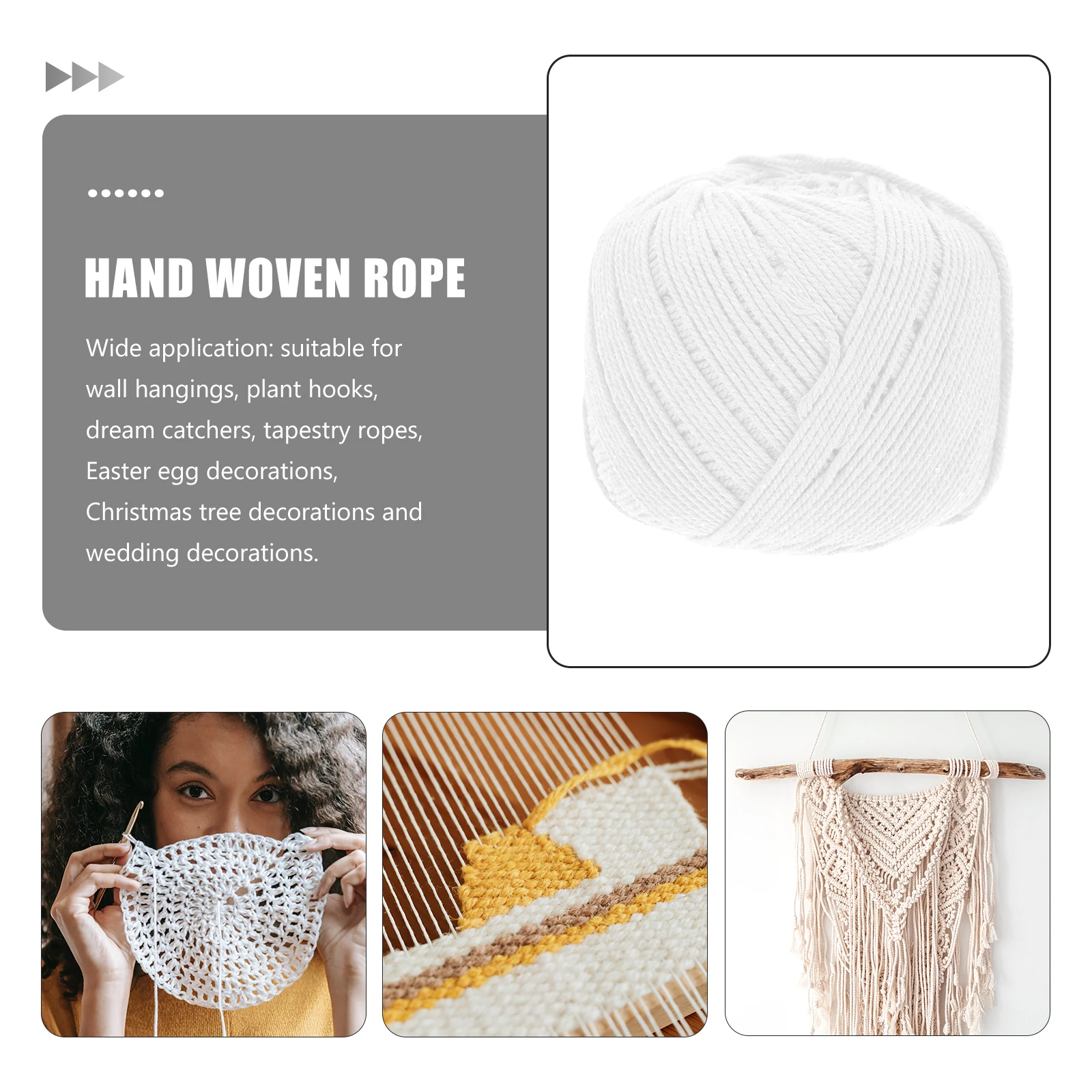 

Cotton Rope for Crafts Three Round Woven Bag Thread Clothesline DIY H made Material Cord H Sewing Lightweight