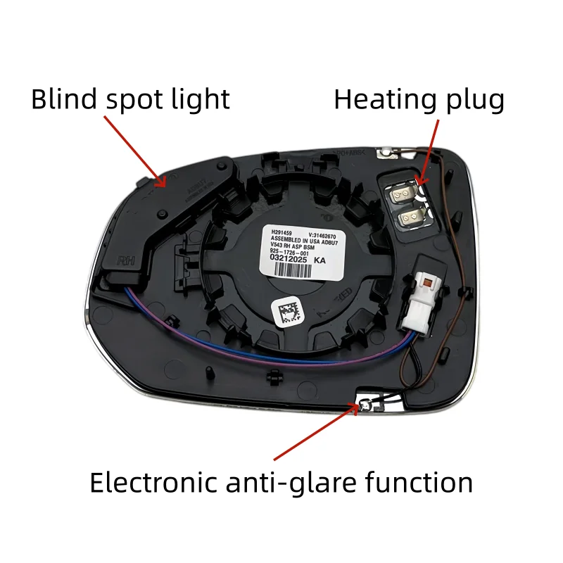 For Volvo XC60 2018-2024 V90 2017-2024 BSM Blind Spot Warning Mirror Glass, Heated Auto Dimming Anti-Glare Side Wing Lens