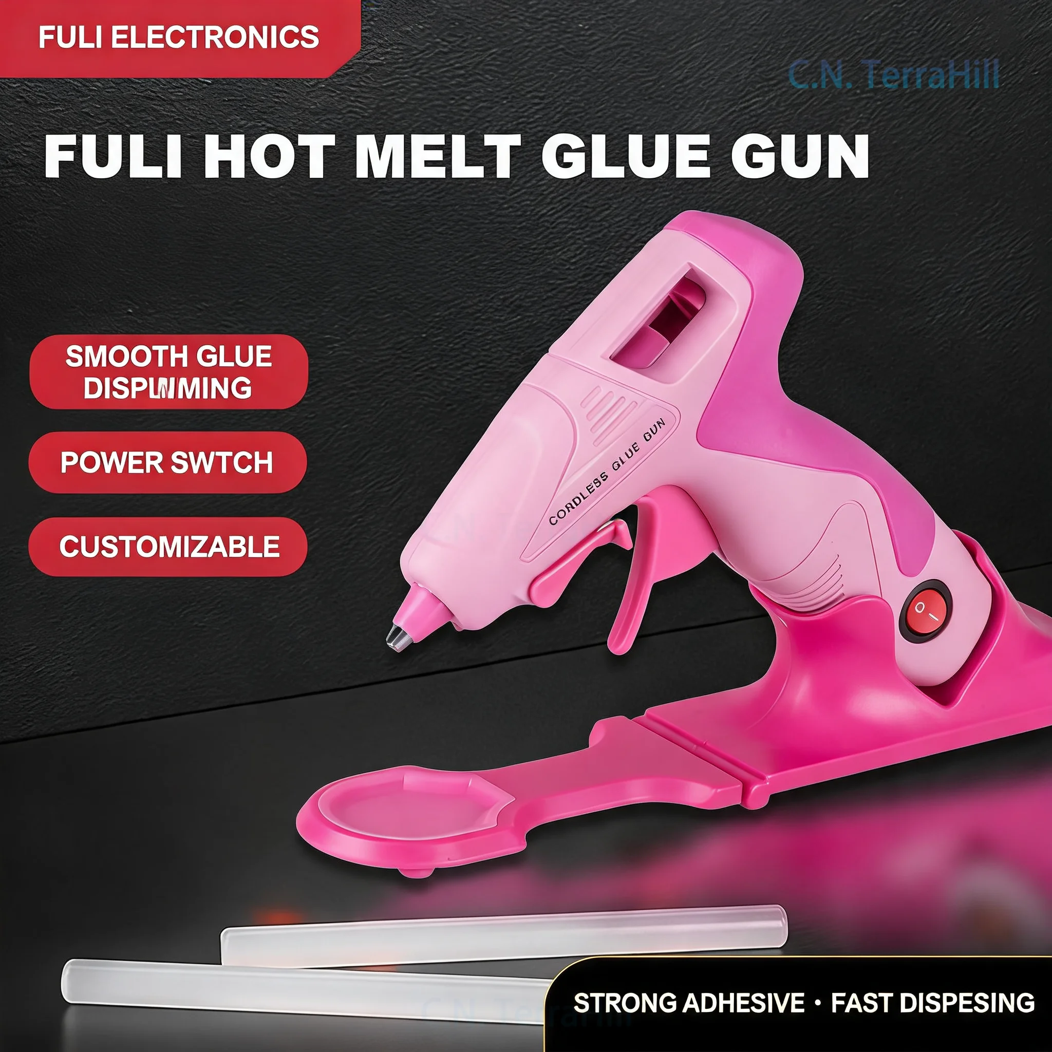 Mini Hot Melt Glue Gun Cordless with Switch, Anti-Drip Anti-Burn Handmade Tool