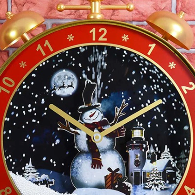 Snowing Musical Christmas Red Clock Home Multicolor Selection