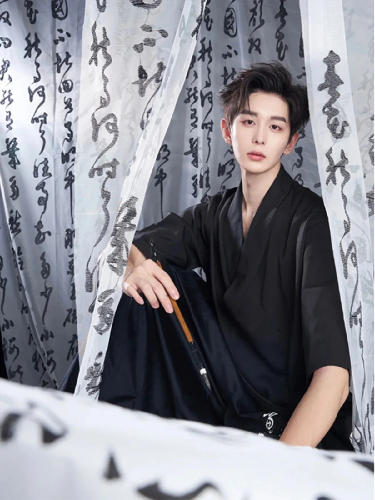 

New Chinese Sle Men's Ice Silk irt Sun Protection Zen Sle Tang Costume Home Clothes Loose Fit Long Sve Breathable