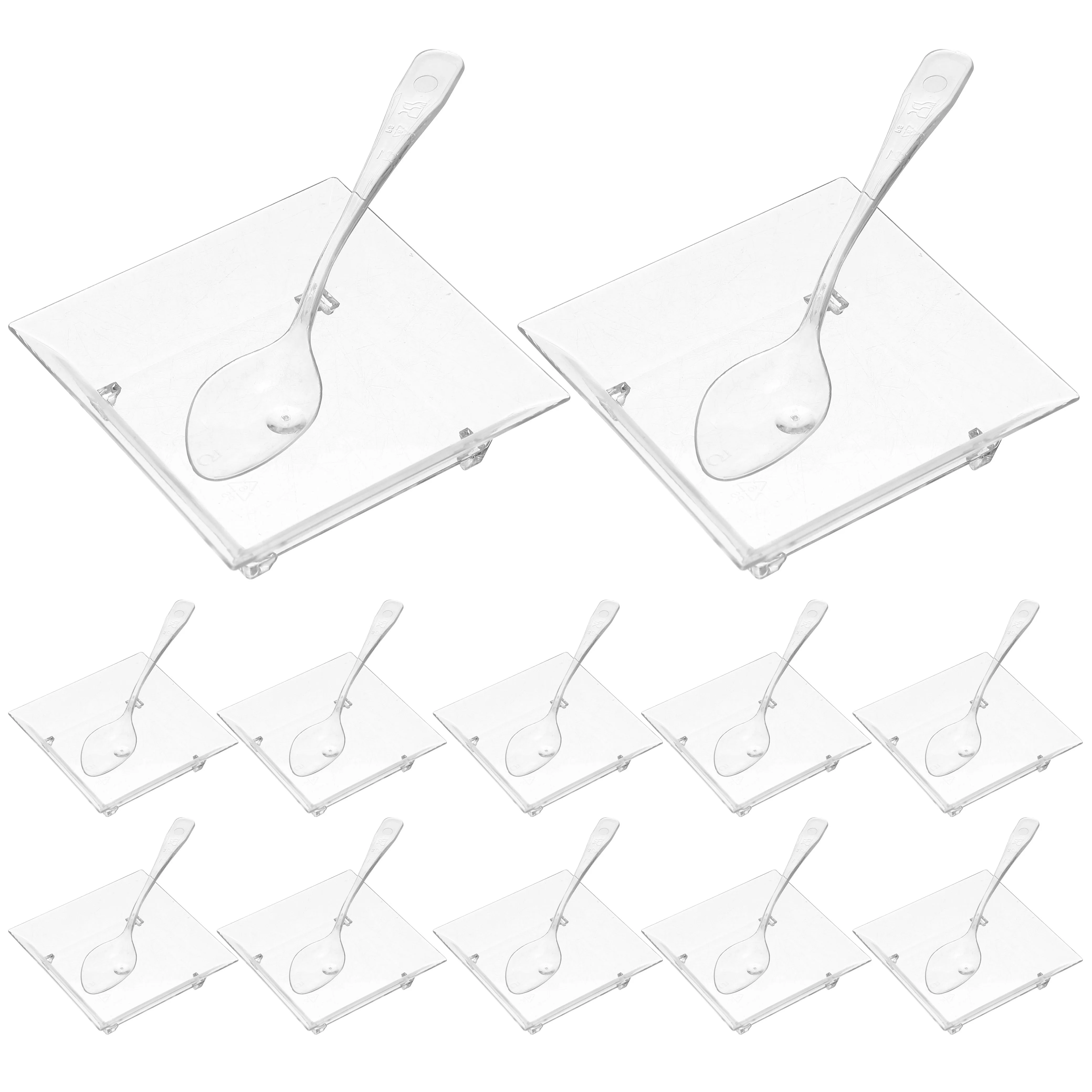 

100pcs Sweet Dessert Plates Set: 2.5" X 1.8" X 0.6" Square Plastic Appetizer Trays For Wedding Birthday Party Cupcake Cheesecake