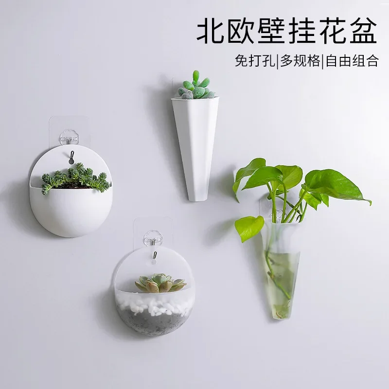 

Home Decoration Hydroponic Wall Hanging Flower Pot Wall Hanging Vase Lazy Plastic Wall Hanging Green Dill Hanging Flower Pot