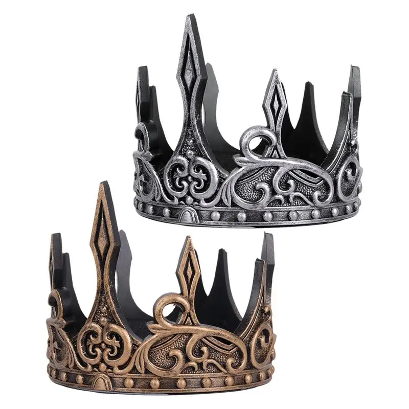 King Tiaras and Crowns Medieval Crown Cosplay Props for Prom Wedding Halloween Gold silver King Costume Headwear  for Party