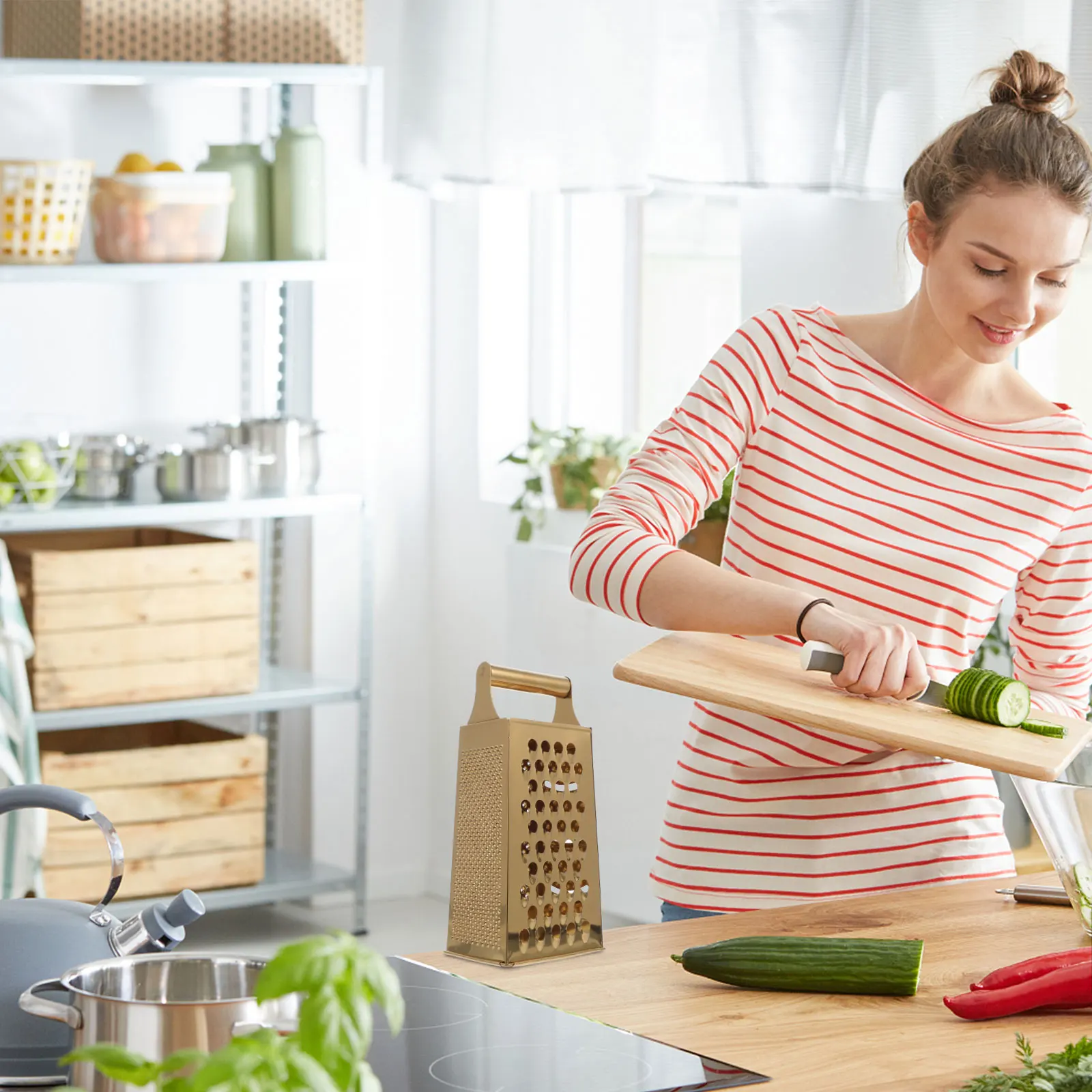 

Stainless Steel Four Sided Grater Multifunctional Kitchen Vegetable Tool Household Box Grater Potato Slicer Cooking Helper