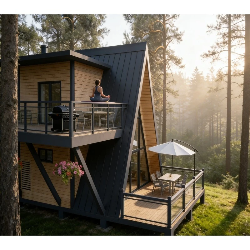 

Villa Office Triangle Wooden Cabin Modern Design Durable Steel Material for Garden Camping Guest House
