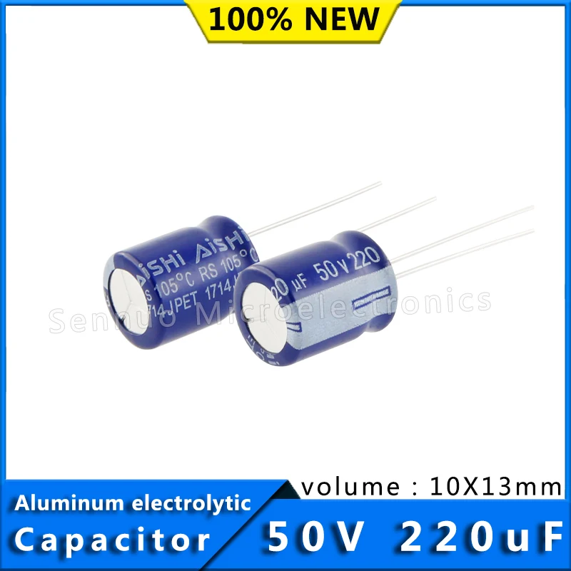 10Pcs Capacito 50V 220UF 10*13 10x13 mm 220uf50v 10X13 Aluminum Electrolytic Capacitor High Frequency Low Resistance