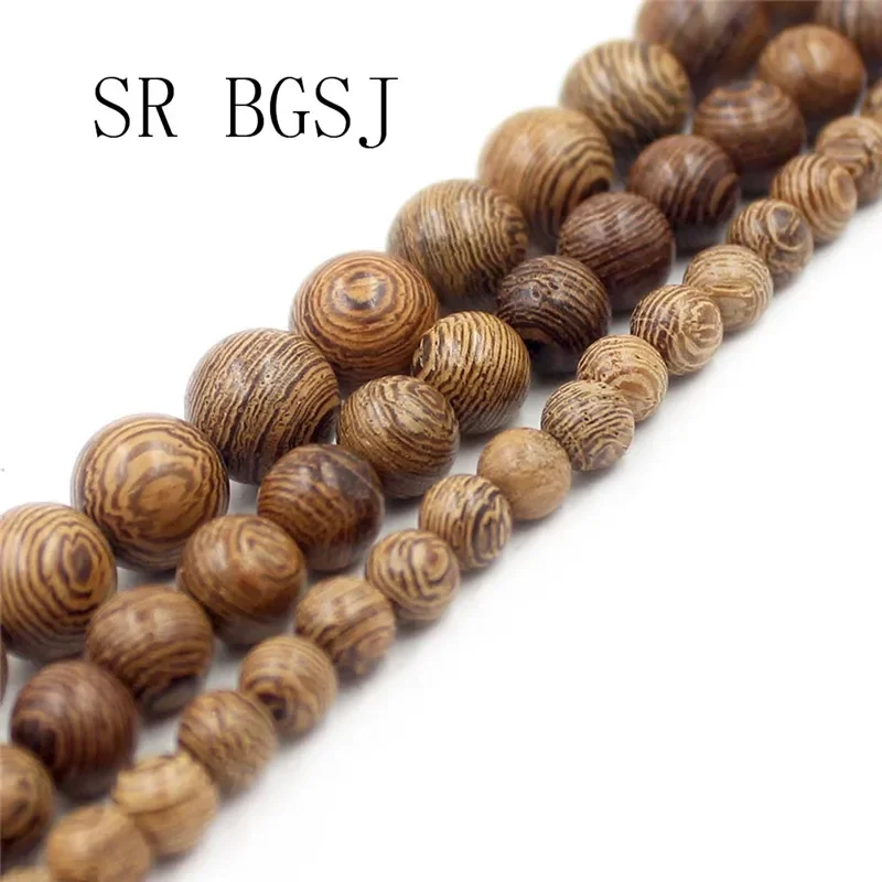 108pcs  6mm 8mm 10mm Jewelry DIY Round Tiger Sandalwood Mala Meditation Loose Beads