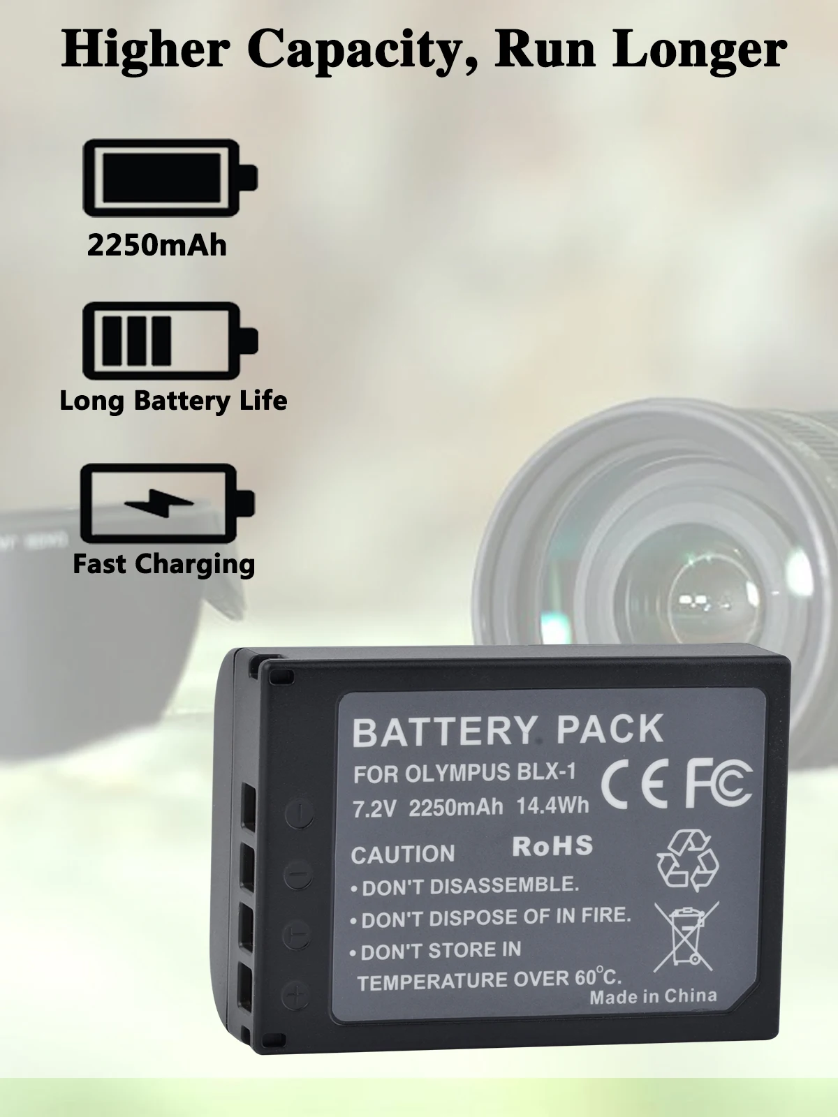 For Olympus BLX-1 BLX1 Camera Battery + LED Dual USB Charger For Olympus OM-1 OM1