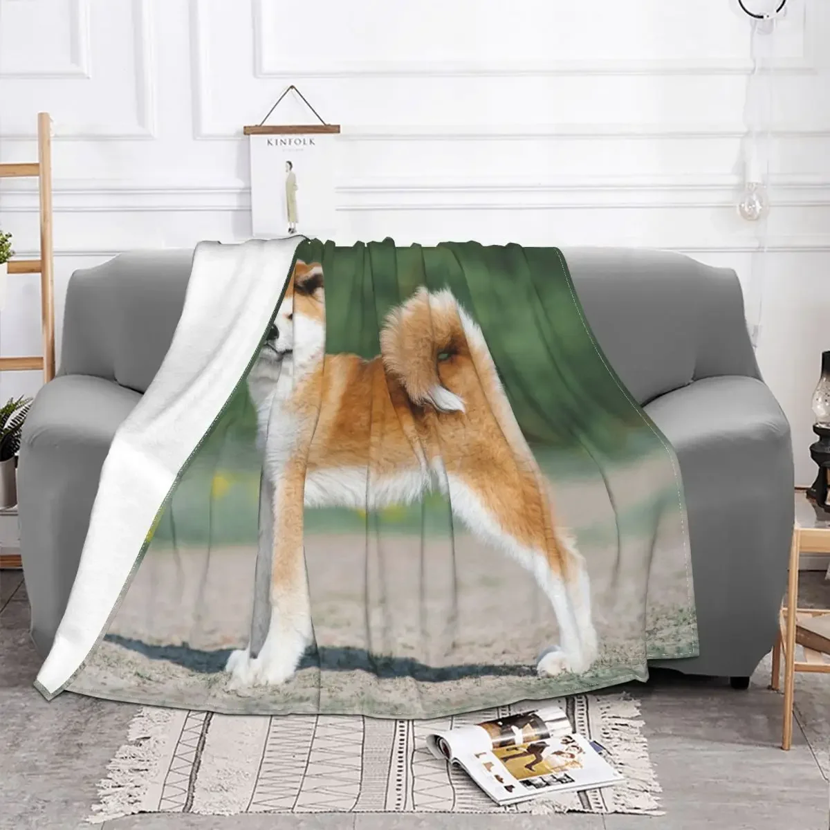 Akita Inu Puppy Fuzzy Blankets Gift for Animal Dog Lover Custom Throw Blankets for Sofa Bedding Lounge Rug Piece