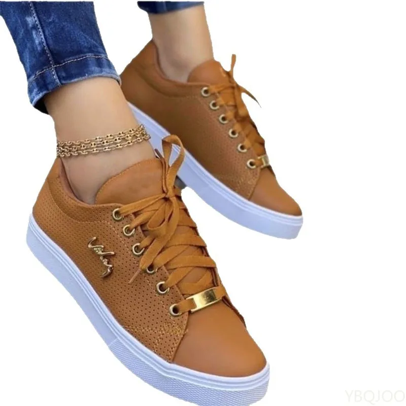 Zapatos de mujer informales ligeros y transpirables de talla grande a la moda para primavera y otoño, zapatos de tablero versátiles de fondo plano para mujer