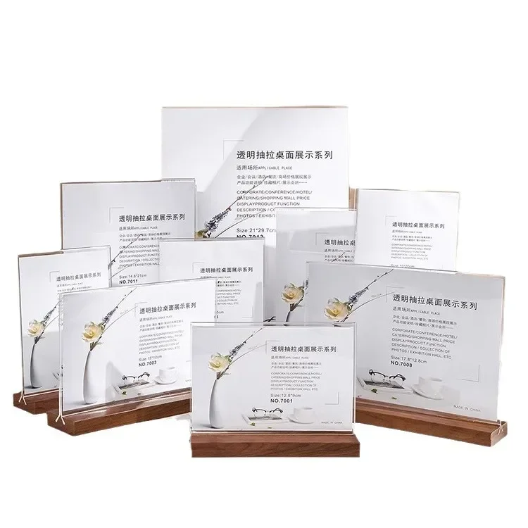 A4/A5 Clipboard Solid Wood Menu Board Acrylic Double Display Board Coffee Price List MenuTable Card Poster Photo Picture Frame