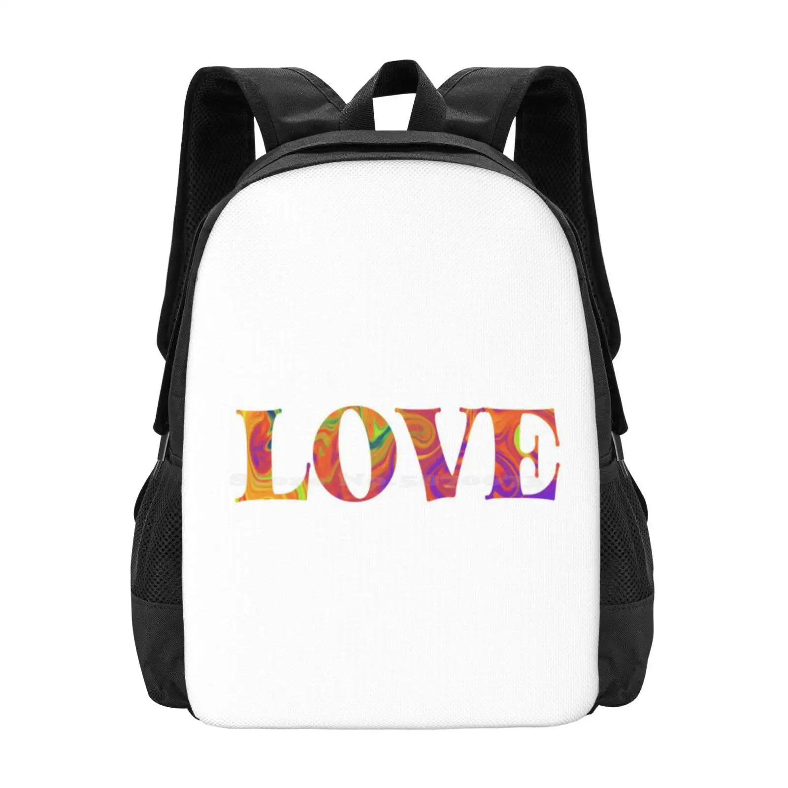 Amore Love Pattern Design Bagpack School Bags Love Amore Multi Color Psychedelic Peace Everyone Acceptance Swirls Rainbow