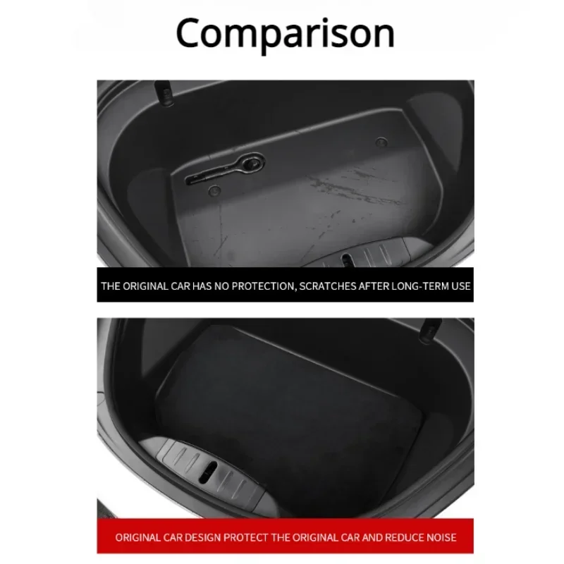 For Tesla Model 3/Y/3+ Trunk Mats Flocking Fabric Pad Front Rear Trunk Cargo Tray Storage Box Mat Car Flannel Cushion 2017-2024