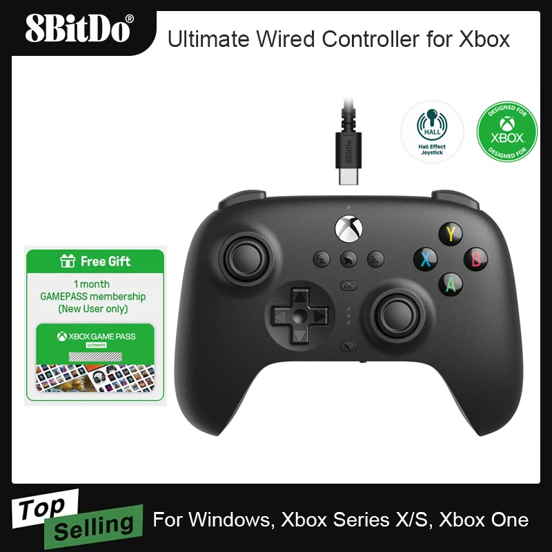 

AKNES 8BitDo Ultimate Wired Controller Gamepad Hall Effect Joystick with Game Pass for Xbox Series S/X, Xbox One, for Windows 10