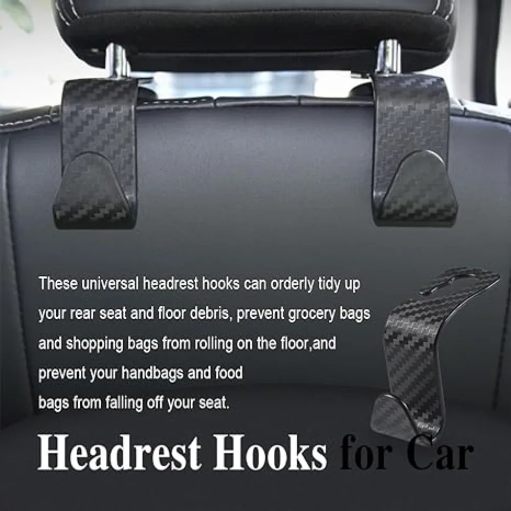 Carbon Fibre Hooks Multi-Function Universal Auto Fastener Hangers for Bags Car Clips Front Seat Back Headrest Organizer Holder