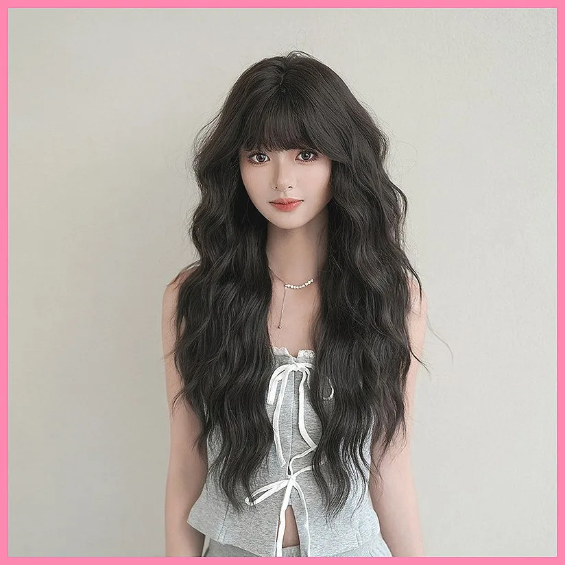 

Новый длинный кудрявый парик с челкой, термостойкий парик из синтетического волокна для женщин