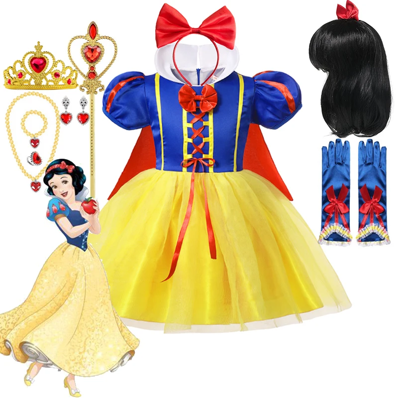 

Halloween Baby Girls Snow White Disney Princess Dress Up Lace Ball Gown Kids 12Y Fantasy Party Birthday Clothes Cosplay Costume