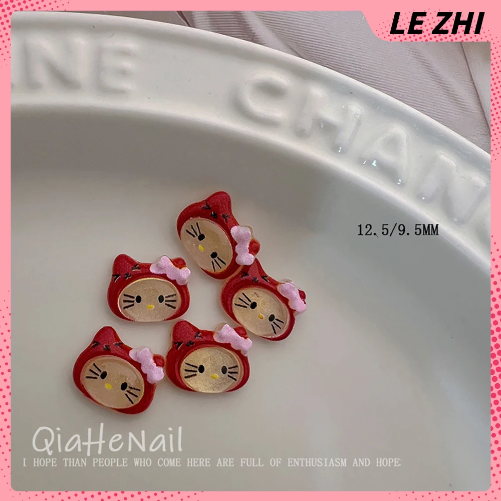 20 個メイラード漫画ハローキティカラフルな透明ネイルアートデコラかわいいちょう結びヒョウ柄ヘッドギアナイルパーティーステッカー