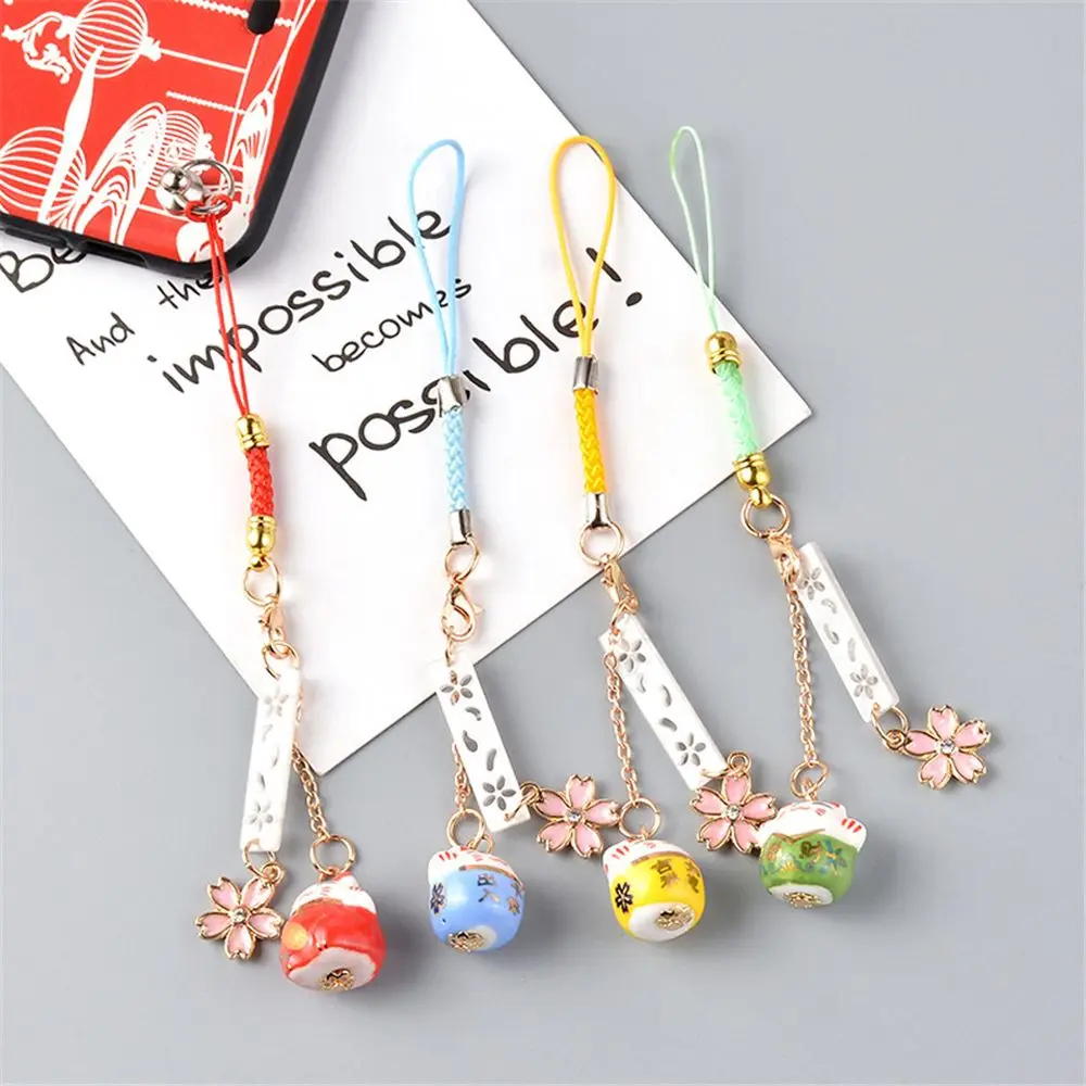 اكسسوارات كيرينغ لتقوم بها بنفسك سحر الهاتف سحر محظوظ القط المفاتيح أحزمة هاتف المحمول Maneki Neko الحلي الهاتف المحمول الحبل