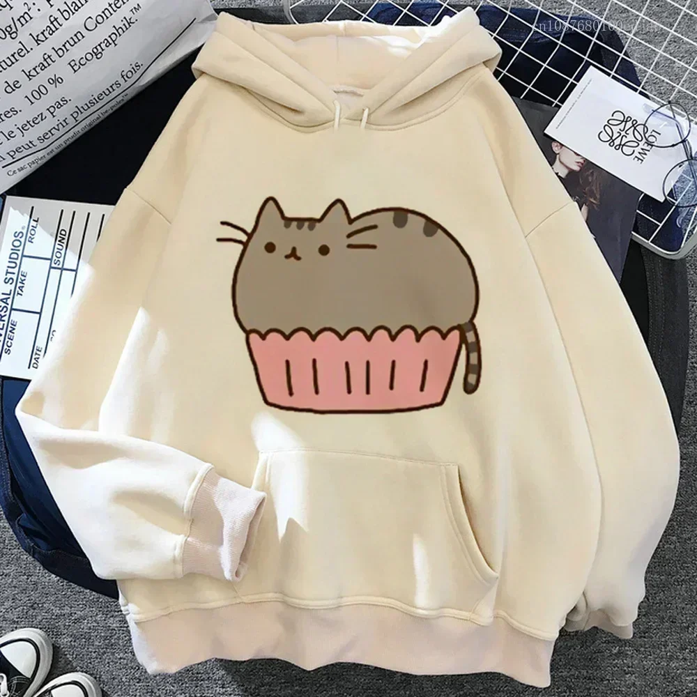 Pusheen Hoodies Women Gothic 90s Fleece Kawaii Hooded Shirt Women Kawaii Clothes Winter Clothes Women